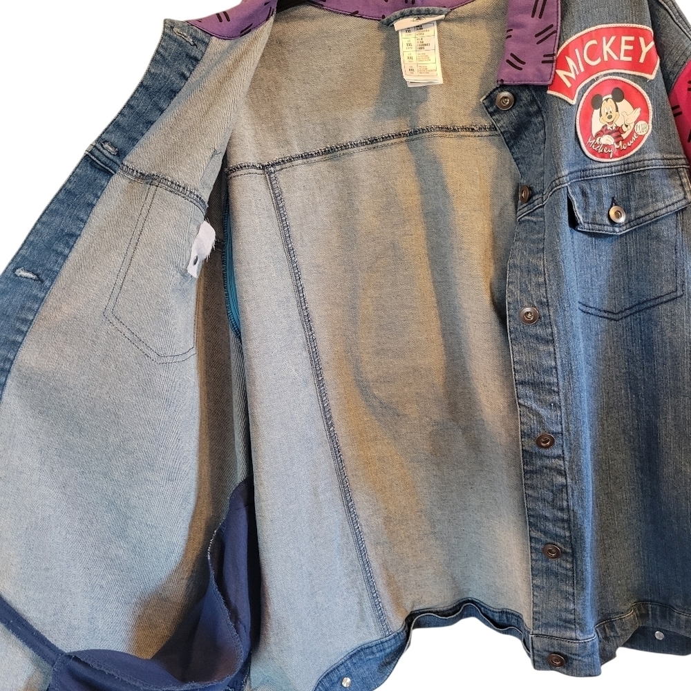 Disney Parks Mickey Mouse Club Retro 90s Colorblock Long Sleeves Denim Jacket - Picture 3 of 11